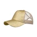 Casquette de baseball dorée brillante pour queue de cheval avec maille filetée - Taille unique / Maille Kaki Doré