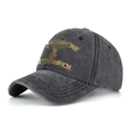Dunkelgraue Vintage-Baseballkappe aus gewaschener Baumwolle mit gelber ONE CH Stickerei - Schwarz