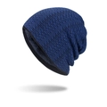 Gorro de punto para hombre en azul marino con forro polar cálido para el invierno - Azul