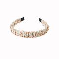 Chic headband with orange floral pattern and pleated fabric design for women - Tulip Ruched - Orange Blue