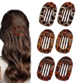 6er-Set Haarklammern mit Leopardenmuster und mattem Finish für elegantes Haarstyling - Stil B (Ovale Klammer) / 6-Teiliges Set (Unverpackt) / Schildpattmuster-Set
