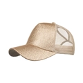 Casquette de baseball dorée à paillettes avec ouverture queue de cheval et mesh - Taille unique / Gris foncé