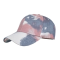 Rosa und graublaue Batik-Baseballkappe aus Baumwolle mit klassisch gebogenem Schirm - Verstellbar / Altrosa/Grau