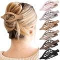 6er-Set matte große Haarklammern in verschiedenen neutralen Farben für dickes Haar - Stil B (Spitzklammer) / 6-Teiliges Set (Unverpackt) / Mehrfarben-Kombination