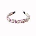 Floral pleated fabric headband with lavender floral pattern and soft ruffled design - Floral Ruched - Purple Green