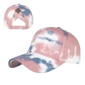 Berretto tie-dye con motivi rosa e viola e design elastico incrociato sul retro del capo - Regolabile / Rosa Antico/Grigio