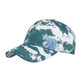 Baskballkappe mit blau-grünem Batikmuster und gebogener Krempe für Freizeitoutfits - Verstellbar / Blau/Grün/Weiß