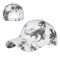 Berretto da baseball tie-dye bianco e grigio con funzionale foro incrociato per la coda - Regolabile / Nero/Bianco