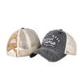 Verwaschene graue Trucker-Kappe für Pferdeschwanz mit Don't Mess with Mama Stickerei - Gekreuzt