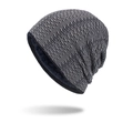 Bonnet en tricot d'hiver pour hommes avec doublure polaire noir et blanc - Bleu Marine