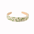 Elegant light green headband with white daisy floral pattern for a fresh summer look - Little Daisy - Green