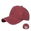 Gorra de coleta granate de algodón lavado con espalda cruzada elástica y detalles desgastados - Burdeos