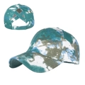 Tie-dye baseball cap in blue and green with criss-cross back for high ponytails - Adjustable / Green/Blue