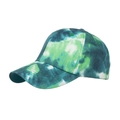 Unisex Tie-Dye Baseballkappe in Grün und Weiß mit gebogenem Schirm und 6-Panel Design - Verstellbar / Blau/Grün
