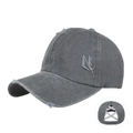 Gorra de béisbol de algodón lavado gris oscuro con bandas elásticas para coletas de caballo - Gris