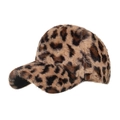 Gorra de béisbol con estampado de leopardo marrón en piel sintética suave para otoño - café