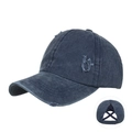 Gorra de béisbol azul oscuro desgastada con bandas elásticas cruzadas para coletas - Azul marino