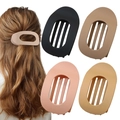 Große matte Haarklammer-Set in vier neutralen Erdtönen für dickes Haar geeignet - Stil C (Ovale Klammer) / 4-Teiliges Set (Unverpackt) / Mehrfarben-Kombination
