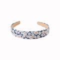Chic floral fabric headband featuring blue and pink small flower patterns for women - Daisy - Dark Blue