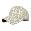Cappellino da baseball leopardato color crema e verde oliva con morbida texture - Verde