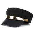 Cappello baker boy nero classico con fascia metallica dorata e lettera M decorativa - Taglia unica / Nero