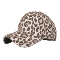 Elegante cappello da baseball con stampa leopardata in pelliccia sintetica e tesa curva - caffè