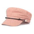 Rosafarbene Schirmmütze für Damen mit schwarzer Kordel und goldenem Strassknopf - Einheitsgröße / Rosa