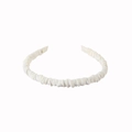 Elegant cream white pleated headband for women with a vintage silk satin finish - Satin Ruched - Cream White