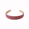 Red plaid tartan headband for women with classic Korean style and non-slip lining - Large Plaid - Red Green