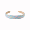 Elegant blue and purple plaid checkered headband with soft non-slip velvet inner lining - Large Plaid - Blue Green