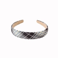 Classic plaid fabric headband with black, white, blue, and yellow checkered pattern design - Large Plaid - Black Gray