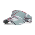 Breathable sage green sun visor hat with red tropical leaf prints and grid texture - Blue