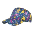 Tropical floral print baseball cap in navy blue with yellow and pink flowers - Tropical Floral Butterfly Print / Blue