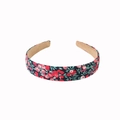 Floral print headband with dark textile fabric and non-slip camel velvet lining - Fruit Style - Red