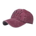 Washed cotton baseball cap in burgundy with distressed NEW YORK patch embroidery - Adjustable / Burgundy