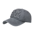 Washed cotton baseball cap in dark grey with vintage 3D NEW YORK patch embroidery - Adjustable / Gray