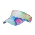 Verstellbare Batik-Sonnenblende mit blau-pink-gelbem Muster und Segeltuch-Krempe - Grün
