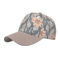 Casquette de baseball à imprimé floral kaki avec motifs orange et visière en coton - Réglable / Kaki