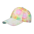 Pastellfarbene Tie-Dye-Baseballkappe aus Baumwolle mit rosa und grünem Muster - Verstellbar / Grün