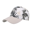 Casquette de baseball à imprimé palmier tropical avec couronne blanche et visière kaki - Réglable / Blanc