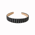Chic black fabric headband with white polka dots for women and non-slip lining - Black White Polka Dot