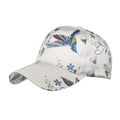 Creamy white baseball cap with floral bird embroidery and curved brim for summer - Beige