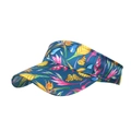 Cappello parasole aperto blu scuro con stampa tropicale di fiori e farfalle estive - Stampa Farfalla e Fiore / Blu