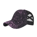 Baseballkappe mit Schwarz-Rosa Farbspritzern, Mesh und elastischem Kreuzgurt für Zöpfe - Verstellbar / Schwarz-rosa Spritzer