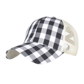 Cappellino da baseball donna con motivo a scacchi bianchi e neri e rete traspirante beige - Bianco
