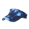 Blue tie-dye canvas open top sun hat with reinforced stitched brim for summer - Navy Blue