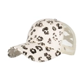 Beigefarbene Baseballkappe mit Leopardenmuster, Goldglanz und Netzrücken für Damen - Verstellbar / Beige