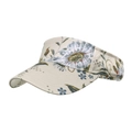 Cream open top sun hat with vintage floral print and thick canvas texture - Beige