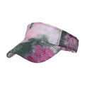 Pink and grey tie-dye print sun visor hat with breathable open top and curved brim - Magenta