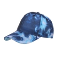 Blue and white tie-dye baseball cap with curved brim and breathable eyelets - Adjustable / Navy Blue